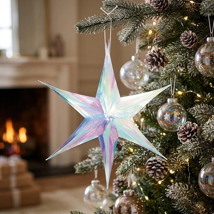 11.8in 30cm Iridescent Holographic Star Hanging Party Decoration suppliers
